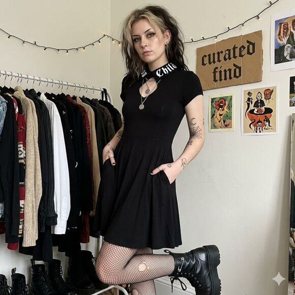 Killstar Dresses & Skirts - KILLSTAR Black Moon Child Gothic Alt Girl Punk Mini Dress   Women's Size Medium